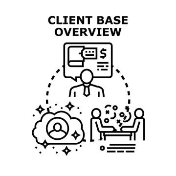 Client base overview analyzing business relationship management Stock Illustration