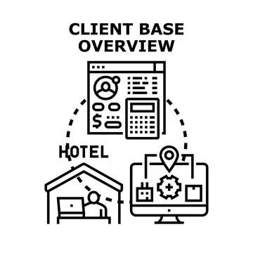 Client base overview analyzing hotel booking management 스톡 일러스트