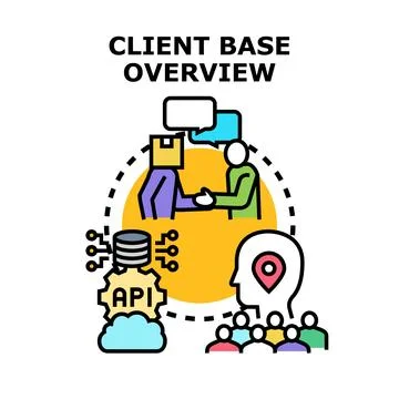 Client base overview and customer relationship management Stock Illustration