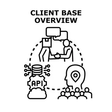 Client base overview and customer relationship management Stock Illustration