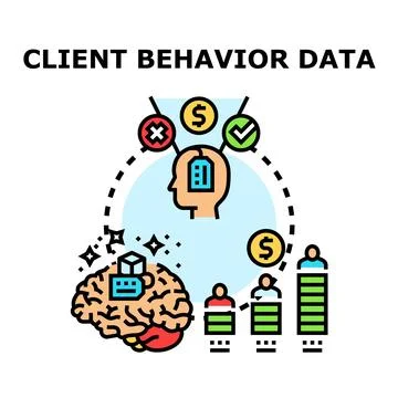 Client behavior data analysis and understanding process Illustrazione stock