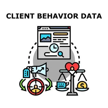 Client behavior data analysis and customer engagement strategy Stock Illustration