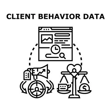 Client behavior data analysis and customer engagement strategy Stock Illustration