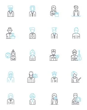 Client behavior linear icons set. Impulsive, Demanding, Meticulous, Indecisive Stock Illustration