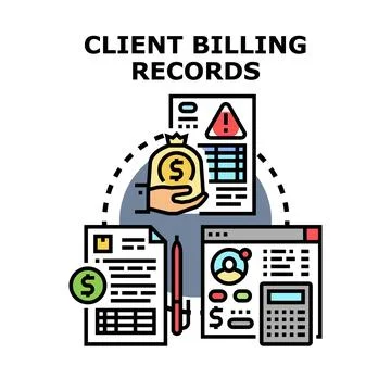 Client billing records managing financial transactions Stock Illustration