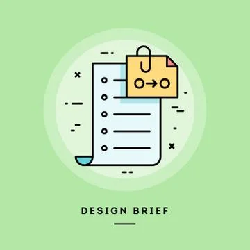 Client brief, flat design thin line banner. Vector illustration. Illustrazione stock