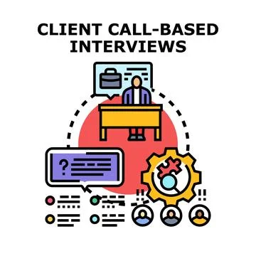 Client call based interviews concept illustration Illustrazione stock