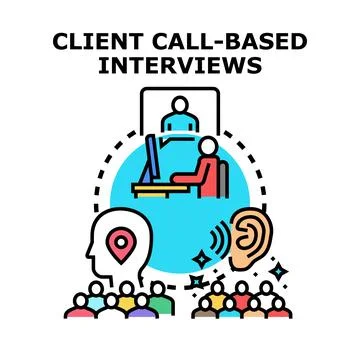 Client call based interviews concept vector Stock Illustration