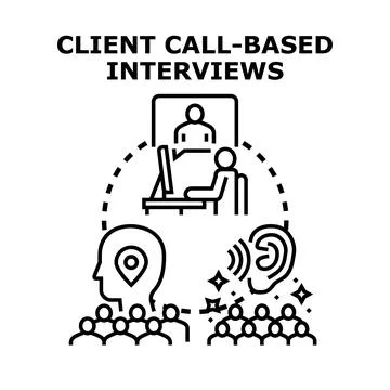 Client call based interviews concept vector Stock Illustration