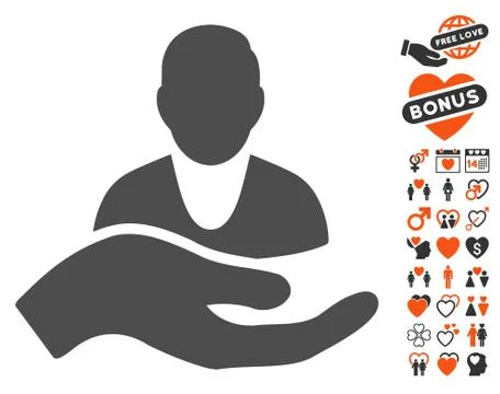 Client Care Hand Icon with Dating Bonus Stock Illustration