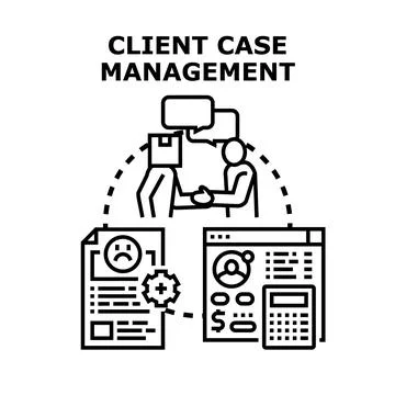 Client case management process assisting customer service Stock Illustration