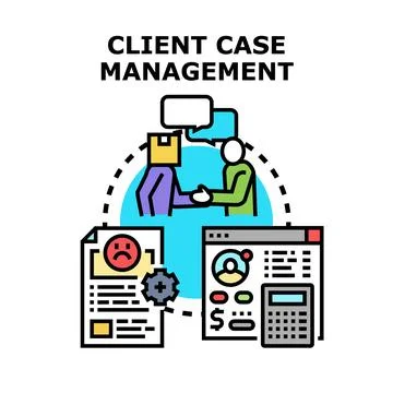 Client case management process assisting customer service Stock Illustration