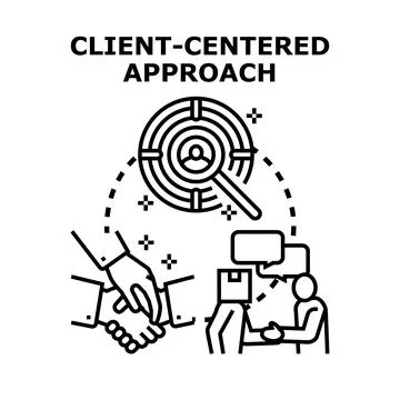 Client centered approach focusing on customer relationship and satisfaction Stock Illustration