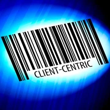 Client-centric - barcode with blue Background Stock Illustration