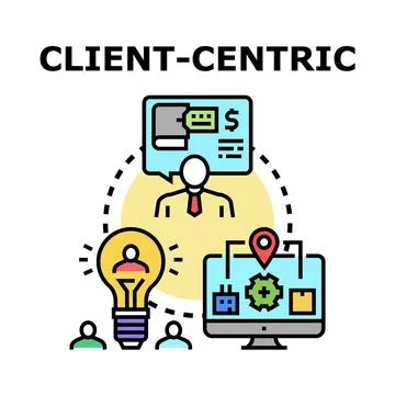 Client centric strategy focusing on customer needs and service Stock Illustration