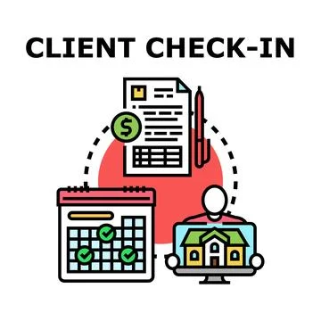 Client check in process for real estate services イラスト素材