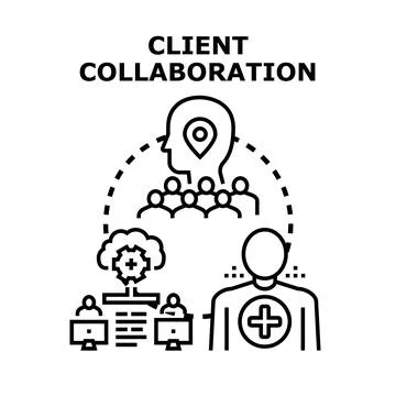 Client collaboration in business and digital teamwork Stock Illustration