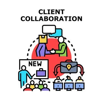 Client collaboration business process developing new projects Stock Illustration