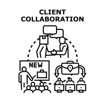 Client collaboration business process developing new projects Stock Illustration