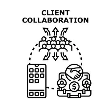 Client collaboration network generating business solutions Stock Illustration