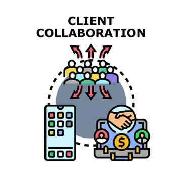 Client collaboration network generating business solutions Stock Illustration