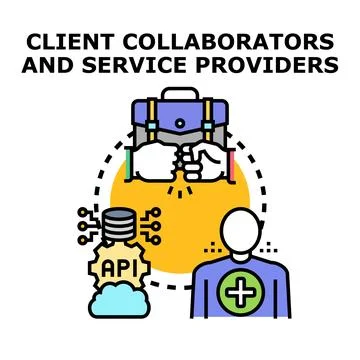 Client collaborators and service providers forming business partnership Stock Illustration