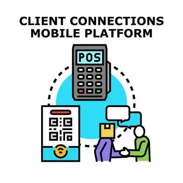 Client connections mobile platform facilitating digital payment solutions Stock Illustration