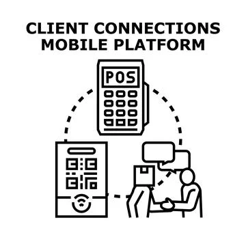 Client connections mobile platform facilitating digital payment solutions Stock Illustration