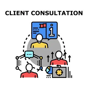 Client consultation process planning business strategy development Stock Illustration