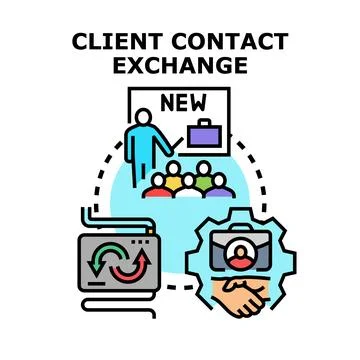 Client contact exchange process business development networking Stock Illustration