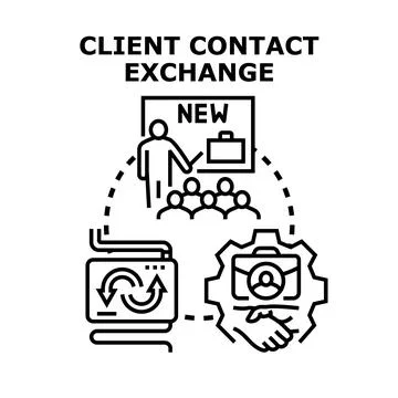 Client contact exchange process business development networking Stock Illustration