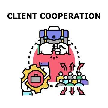 Client cooperation concept for business partners working together Stock Illustration
