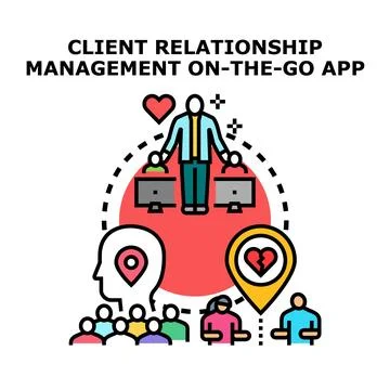 Client customer relationship management app communication concept 스톡 일러스트