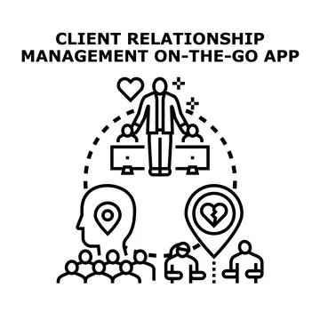 Client customer relationship management app communication concept Stock Illustration
