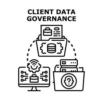 Client data governance protecting information security concept Illustrazione stock