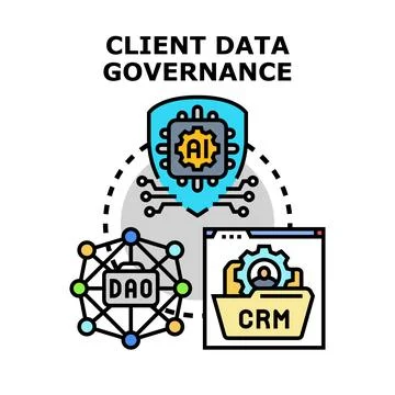 Client data governance system managing digital information Stock Illustration