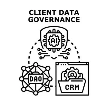 Client data governance system managing digital information Stock Illustration