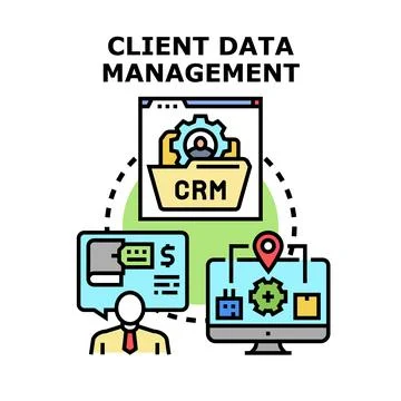 Client data management concept for business growth process 스톡 일러스트