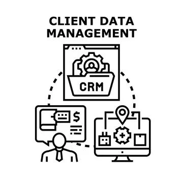Client data management concept for business growth process Stock Illustration