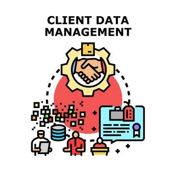 Client data management process establishing business partnership Stock Illustration