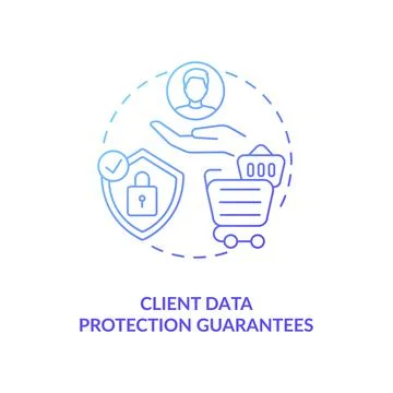 Client data protection guarantees concept icon Stock Illustration