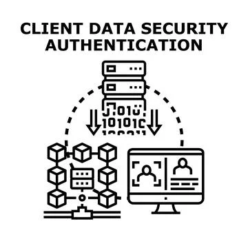 Client data security authentication concept creating secure access Ilustración de archivo