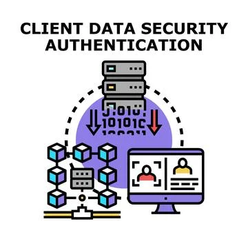 Client data security authentication concept creating secure access Stock Illustration