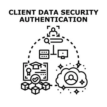 Client data security authentication protecting digital access Stock Illustration