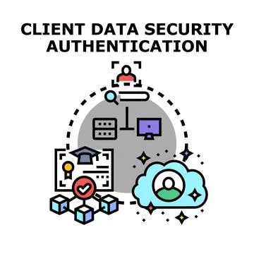Client data security authentication protecting digital access Stock Illustration