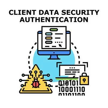 Client data security authentication virtual concept 库存插图