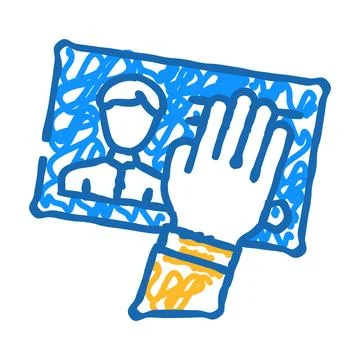 Client data theft kyc icon doodle illustration 스톡 일러스트