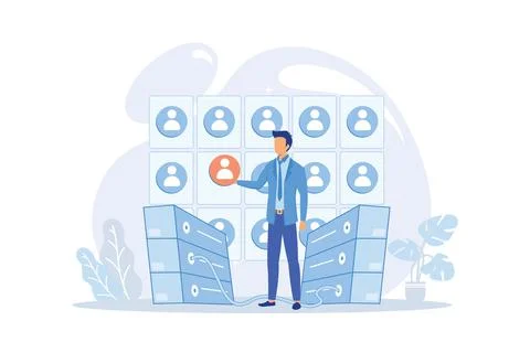 Client database analysis. Marketing strategy, CRM planning, target audience r Stock Illustration