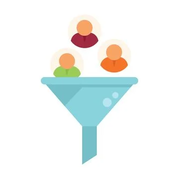 Client database funnel icon flat vector. Crm data Stockillustratie
