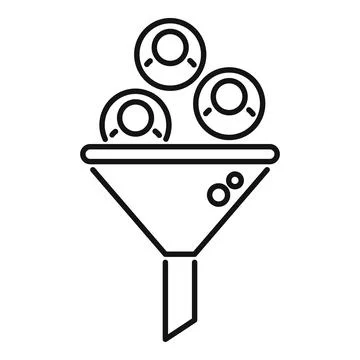 Client database funnel icon outline vector. Crm data Stock Illustration